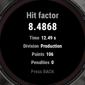 A USPSA result: the hit factor, and the division beside it