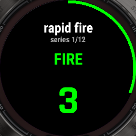 An ISSF 25 m series, with its series counter and countdown