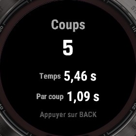 Un résultat SimpleShoot : coups, temps, temps par coup