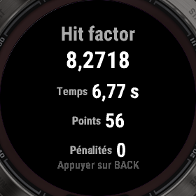 Le résultat TSV : hit factor, temps, points, pénalités